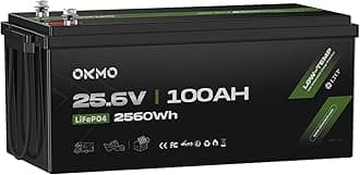 OKMO 24V 100Ah LiFePO4 Lithium Battery for Marine, Trolling Motor, RV, with Low Temperature Protection, 10 Years 15000+ Deep Cycles, 25.6V Iron Phosphate for Home Solar Energy Storage Off-Grid