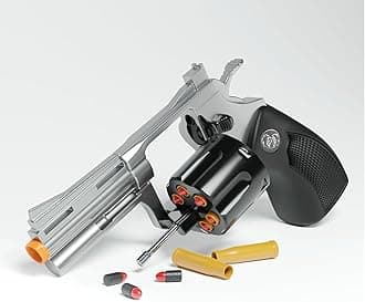 Toy Revolver Gun Soft Bullet Toy Gun, Shell Ejecting Toy Gun Pistol for Kids Boys 8-12, Educational Mode Toys for Outdoor Shooting Games Target Practice (Silver)