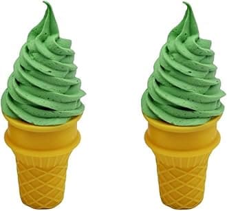 2 Pcs Simulated Ice Cream Artificial Lifelike Ice Cream Fake Ice Cream Food Model for Home Kitchen Cabinet Desk Shops Party Decor Sample Display Photography Props(Green)