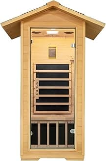 AECEVAN Infrared Home Sauna Room Hemlock Wooden Indoor Dry Sauna 1 Person 1200W 110V Low EMF Heaters Panels with LCD Control Panel 10 Minutes Pre-Warm up (B-1 Person)