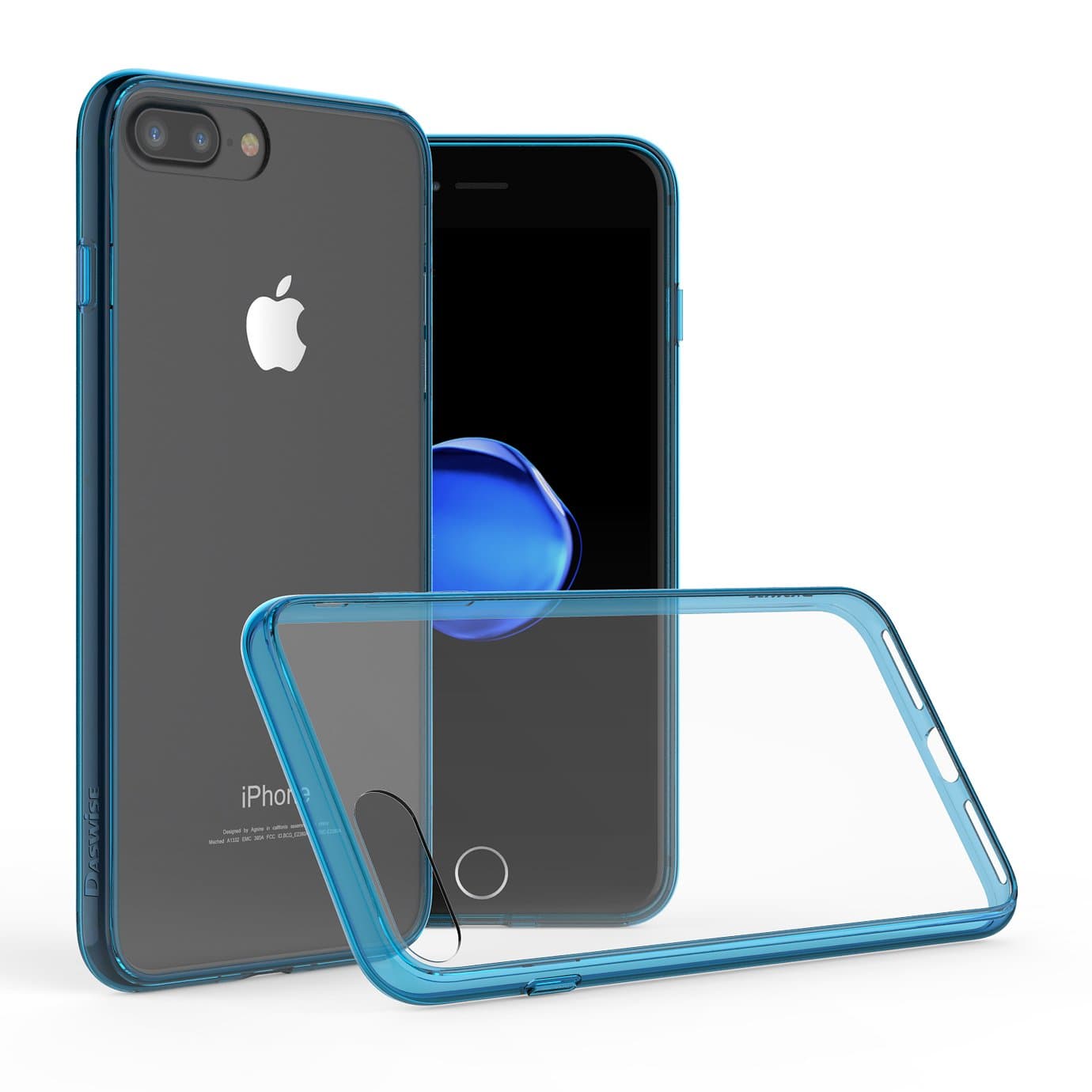 7 Plus Case, Hard Poly-Carbonate + Reinforced TPU Bumper, Scratch-Resistant Clear Back Cover [Shock Absorbent] for Apple iPhone 7 Plus (5.5 Inch) (Blue)