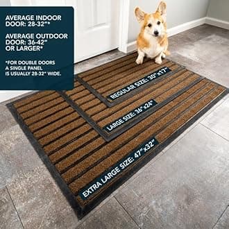 ubdyo Extra Heavy Duty Doormat - Dirt Trapper Mat Outdoor Non Slip Indoor Outdoor Low Profile 47" x 32" Light Brown