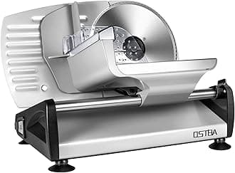 OSTBA Electric Deli Meat Slicer, 200W Food Slicer with 0-15mm Adjustable Thickness, 7.5” Removable Stainless Steel Blade & Food Carriage, Child Safety Lock, Easy to Clean - For Home Use