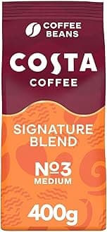 Costa Coffee Beans Signature Blend, Large Bag 400g x 5 (Pack of 5), Robusta and Arabica Beans, Smooth & Nutty with Notes of Caramel, Strength- Medium - 3, Rainforest Alliance