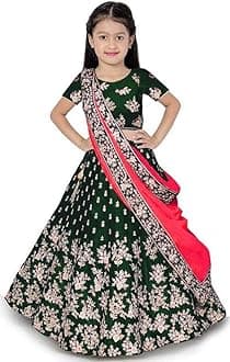 eneric Girl's Jute Cotton Semi-stitched Lehenga Choli