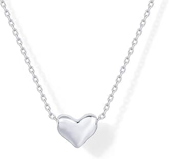 14K Gold Plated Cubic Zirconia Heart Necklace | Cute Dainty Love Pendant Necklaces for Women - Valentines Day Trendy Jewelry