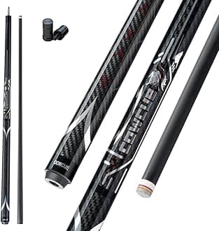 Carbon Fiber Pool Cue COWCUE Series Low Deflection Billiards Cue Stick 58" Professional Pool Table Sticks for Adults -12.5mm Tip, Weight 19OZ (Adjustable), 3/8 * 8 Joint