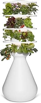 Farmstand Starter Kit with Glow Rings and 24 Seedling Credits | Medium Hydroponic Growing System Kit | Vertical Garden Planter Tower | 4ft 10in Tall