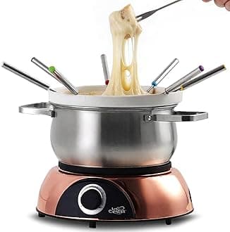 Artestia 3-in-1 Electric Fondue Pot 2.6QT – Chocolate, Cheese & Meat Hot Pot, 1500W High-Power with Removable Stainless Steel & Ceramic Bowls, Perfect for Parties, Family Dinners & Gifts