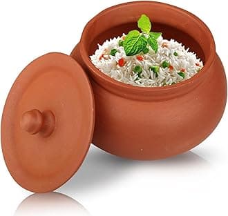 Handcraft Dahi Handi for Kitchen | Eco-Friendly Clay Pot | Perfect for Curd & Serving Bowl | Organic Terracotta Clay Pot | Curd Bowl with (Mathani Handi, 1 Liter)