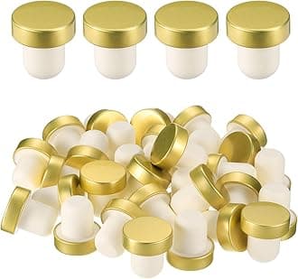 sourcing map 24 Pcs Wine Bottle Corks, T-Shaped Stopper Cork, Wine Stopper, Reusable Wine Bottle Corks Sealing Plug Bottle for Homemade Wine Beer Bottles,Gold