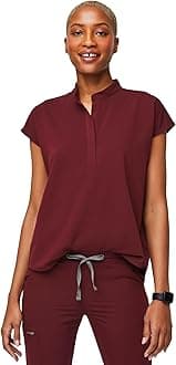FIGSRafaela Oversized Scrub Top for Women — Burgundy, M