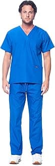 Dagacci Scrubs for Men Set - V-Neck Scrub Top and Cargo Pants - 8 Pockets Men Scrubs Set