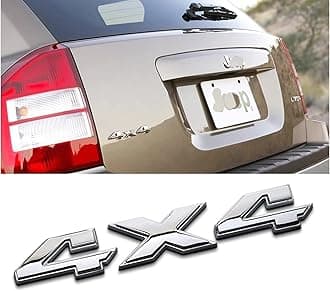 8.8 Inch 4x4 Emblem Sticker,1Pack Car Badge Chrome Decals Sticker Replacement for Dodge Ram 1500 2500 3500,Jeep Grand Cherokee Compass Wrangler and Truck Decals (Silver)