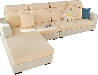 MIFXIN Sofa Cover Stretch Universal Couch Cushion Slipcover Elastic Anti-Slip L Shape Sofa Couch Slipcover Chaise Furniture Protector (Leaves Beige, 1-Seater Cushion Cover)
