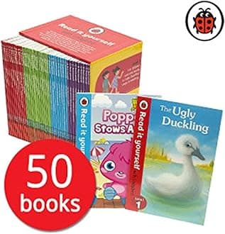 Read it Yourself with Ladybird Collection 50 Books Box Set Pack (Level 1, 2, 3, 4) including moshi monster, peppa pig, charlie and lola, Wizards of Oz. Heidi, Snow white and the seven dwarfs