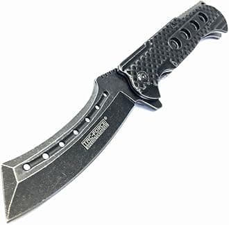 9" TAC FORCE Razor Spring Assisted Open Folding Pocket EcoGift Nice Knife with Sharp Blade Stonewash Cleaver- Great For Fun And Practical Use