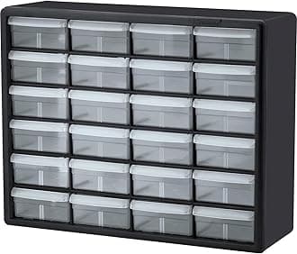 – Akro-Mils 10124 24-Drawer Plastic Drawer Storage Cabinet for Garage Organization, Lego Storage, Teacher Toolbox, Makeup Organizer, and More, 50.8 cm W x 15.24 cm D x 40.64 cm H, Black