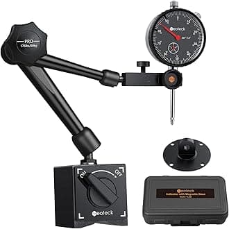Neoteck 0-1"/0.001" Dial Indicator and Magnetic Base Set with Storage Case, Dial Gauge and Magnetic Holder for 3D Printer Lathe Workshop CNC Machine Table Saw- 176lbs (80kg) Max Pull-Black