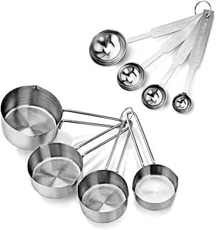 INKULTURE Stainless Steel Measuring Cups & Spoon Combo for Dry or Liquid/Kitchen Gadgets for Cooking & Baking Cakes/Measuring Cup Set Combo with Handles (Set of 4 Cups & 4 Spoons)