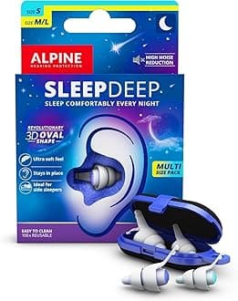 Alpine SleepDeep – Ear Plugs for Sleep - New 3D Oval Shape and Super Soft Reusable Noise Cancelling Ear Plugs - 27dB Noise Reduction - Ideal for Side Sleepers and Block Out Snoring (S+ M/L)