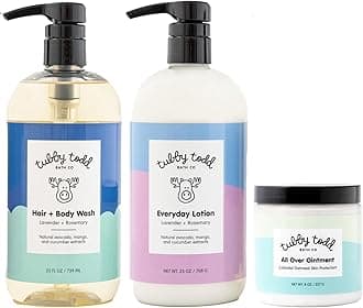 3-Step Baby Bath & Skincare Routine - The Regulars Bundle - Baby Shampoo and Body Wash, Everyday Lotion 25 Oz & All Over Ointment 8 Oz - Lavender Rosemary
