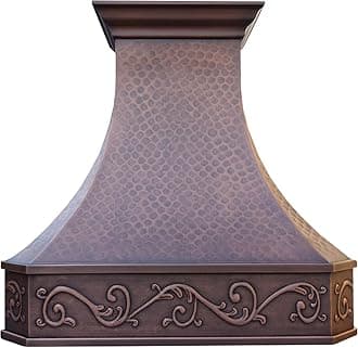SINDA 99.9% Pure Virgin Copper Range Hood Handcrafted by Artisans, Includes SUS304 Commercial Grade Vent, Lighting, Fan Motor and Baffle Filter, with Beehive-Natural CopperH3LBNI4839