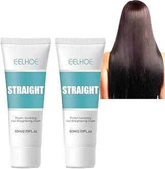 Keratin Correcting Hair Straightening Cream,Eelhoe Straight Hair,Protein Cream, Silk & Gloss Repair Damaged Hair, Curly (2Pcs) 2P