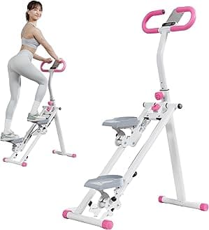 Stair Stepper for Home Gym Exercise, Vertical Climber Exercise Machine for Full Body Workout, Compact Folding Cardio Exercise Climber with Adjustable Handlebar (Pink)