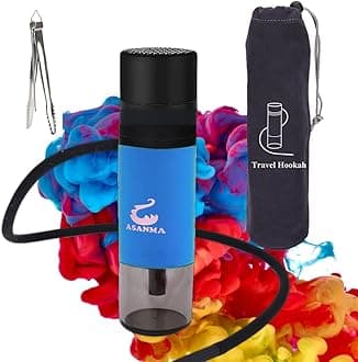 ASANMA Portable Travel Hookah Set - Compact Water Filtration Smoking Pipe with Carry Bag & Tongs, Leak-Proof Design for Outdoor, Home & Travel Use (Blue) | Hookah Cup | Mini Hookah Set