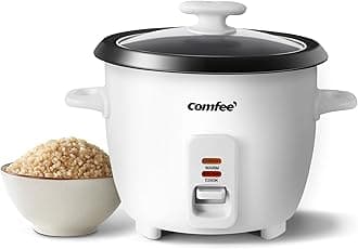 COMFEE' Rice Cooker, 6-Cup Cooked/3-Cup Uncooked, Removable Non-Stick Bowl, for Soups, Stews, Grains&Oatmeal, One Touch, White