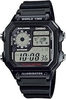 Men's AE1200WH-1A Black Analog Digital Multi-Function Watch