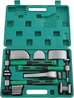 Auto Body Repair Kit, 9pcs Auto Body Panel Hammer and Dolly Set, Dent Repair Tool, Dent Pry Bar Metal Repair Kit, Automotive Sheet Metal Shaping with Carrying Case