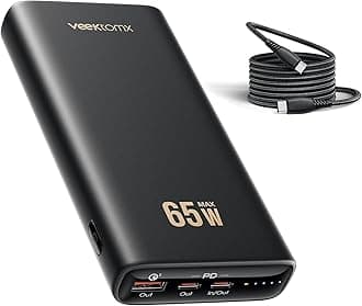 VEEKTOMX 65W Laptop Power Bank 20000mAh Fast Charging Portable Laptop Charger USB C PD 3.0 Battery Bank Compatible with MacBook iPhone15/14/13/12/11 Pro iPad Samsung Steam Deck Camera etc