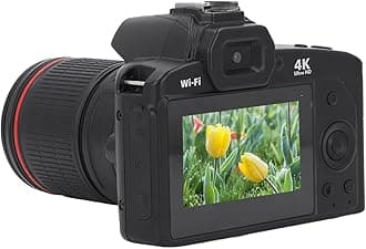 Jiawu Digital Camera for Photography, 4K 64MP WiFi Vlogging Camera for YouTube with Lens Hood, Front and Rear Cameras, 16X Digital Zoom, 4800mAH Battery, Hot Shoe Interface (128G)