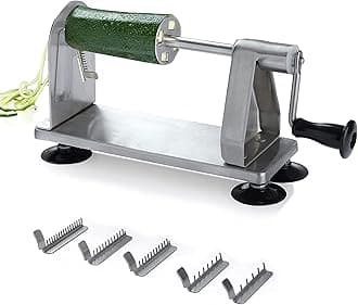 Homarden Stainless Steel Vegetable Spiralizer - 5 Blade Zucchini Noodle Maker - Industrial Quality Vegetable Slicer for Veggies, Salad Chopper, Potato Cutter, Zoodle Maker, 9 x 3.5 x 4.8 Inches