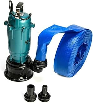 Heavy Duty Flood Sewage Water Pond Drain Septic Sump Cesspool Grinding Pump (Pump with 20m Blue Hose)