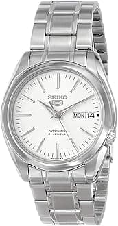 Seiko SNKL41K1 Men's Analogue Automatic Watch with Stainless Steel Strap, White, 38 mm, Bracelet