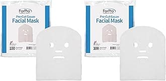 ForPro Precut Gauze Facial Mask, 100% Cotton Gauze, for High Frequency Facial Treatments and Masks, 100-Count (Pack of 2)