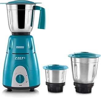 Usha Colt Plus MG 3772 750-Watt Copper Motor Mixer Grinder with 3 Jars and 2 years Product Warranty & 5 Years Motor Warranty (Green)