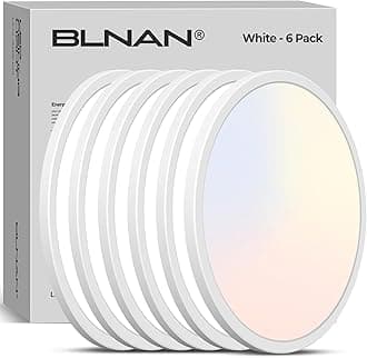BLNAN LED Flush Mount Ceiling Light, 12 Inch 24W 3000K 4000K 5000K Hardwire Light Fixture, Ultra Thin Round White Lamp for Kitchen Porch Bedroom Hallway Stairwell Basement, Non-dimmable 6 Pack