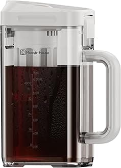 Maestri House Compact Cold Brew Coffee Maker, 41oz Iced Tea and Coffee Maker Brewer Space Saving Tritan Pitcher, 350 Mesh Filter, 100% Leak-Proof
