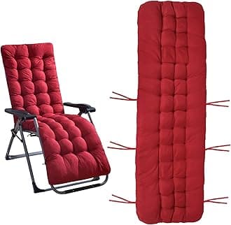 KOCASO 66.92in Chaise Lounger Cushion, Bench Rocking Chair Pads, Non-Skid Slip Patio Padded Seat Cushion W/Ties, Recliner Chair Sofa Mat for Indoor Outdoor, Only A Cushion, Red