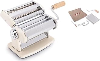 IPASTA Classica Pasta Machine 100% Made in Italy. Fresh pasta machine in steel. Manual dough sheet with crank. Create a sheet for Lasagne, Tagliolini, Fettuccine (Cream)