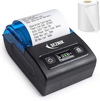 SEZNIK Bluetooth Receipt Printer 58 mm | Rechargeble Inkless Thermal | Mobile, Desktop Compatible (Receipt Printer - 1)