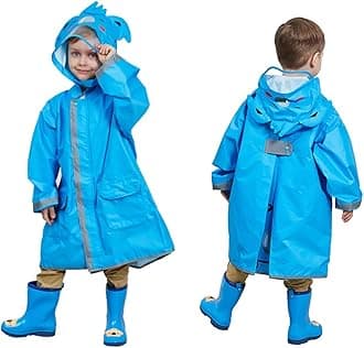 Toddler Rain Jacket, Kids Rain Coat for Toddler Girls Baby Boys, Hooded Rain Poncho Gear Children Cartoon Rainwear