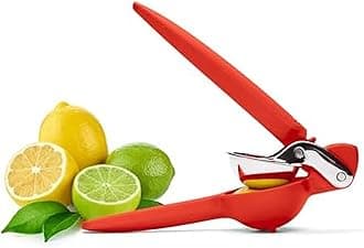 Chef'n FreshForce Lemon Squeezer Citrus Juicer, Manual Hand Press with Dual-Gear Power for Maximum Juice Extraction, Durable, Persimmon Orange