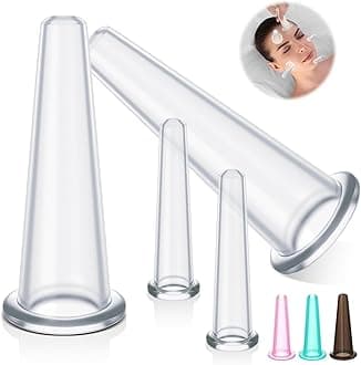 4 Pcs Face Cupping Set, Facial Cupping Set for Face and Eye Massage, Silicone Massage Vacuum Anti Aging Beauty Tool Facial Care(Clear)