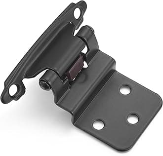 10 Pack (5 Pair) 3/8" Inset Matte Black Self Closing Cabinet Hinges for Offset Kitchen Cabinet Door, Face Frame Semi Concealed Kitchen Cabinet Hinges