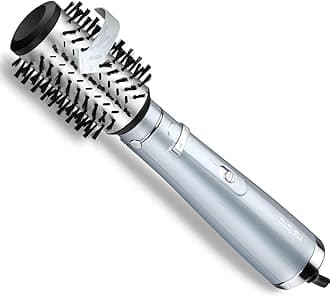 BaByliss Hydro-Fusion Anti-Frizz Rotating Hot Air Styler, 700W Drying and Styling in One, Rotating Hair Dryer Brush, Ionic, Smooth Blow Dry,Silver, 50mm